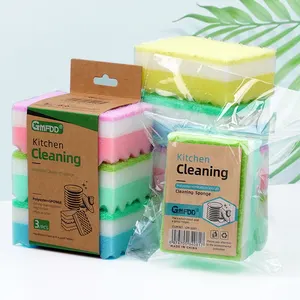 Spugna da cucina per uso domestico scrub pad spazzola in spugna di colore ecologico addensato durevole panno per lavastoviglie pulito all'ingrosso della fabbrica