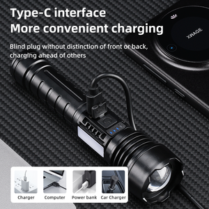 Nueva Linterna LED de Alta Potencia con Luz Lateral, Resistente al Agua, Láser Blanco, Zoom Ajustable, Duradera, para Camping - Product Image 6