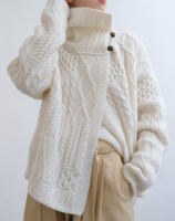 Pull rétro torsadé en pur cachemire, cardigan asymétrique à revers, manteau en tricot pour femme, automne et hiver