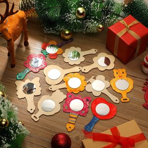 Small Wooden Handheld Mirrors, Unfinished Wood Blank Graffiti Mirror for DIY Crafts Project