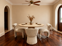 Table à manger ovale beige crème moderne avec pieds en bois massif, meubles de salle à manger pour la maison
