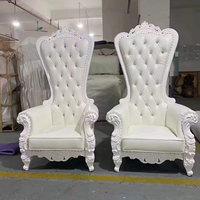 Fauteuils de luxe royaux pour hôtel, fauteuils à haut dossier pour le roi et la reine, avec revêtement en cuir PU, design antique, pour usage commercial