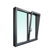 Ventana Abatible de Aluminio con Doble Acristalamiento y Mosquitera para Balcón, Ventanas con Toldo para Hogares