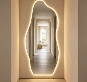 Irregular Plastic Frameless LED Backlit <b>Touch</b> <b>Switch</b> Modern Wall-Mounted Vanity Mirror for Bedroom and Hotel Use - Product Image 5