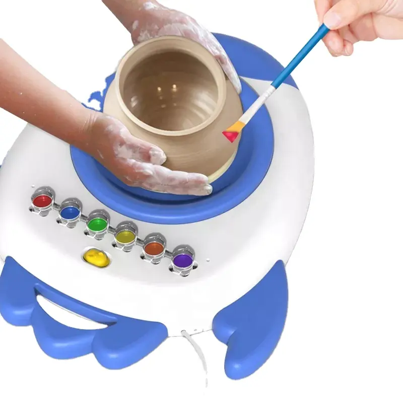 مجموعة أدوات فنية للفن اليدوي من الطين الكهربائي ألعاب التلوين بنموذج الألوان للأطفال يمكن للمستهلك استخدامها بنفسه ماكينة عجلات لصنع الخزف الصناعي من السيراميك التعليمي