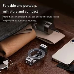 360 Degree <b>Rotating</b> Aluminum Alloy Airplane Luggage Portable Phone Clamp Stand Foldable Travel Mobile Phone Holder - Product Image 3