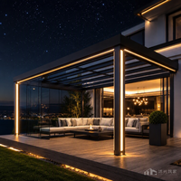 Moderne Wirtschaftliche Aluminium Motorisierte Lamellen-Pergola UPF 50+ UV-Blockierend Wasserdicht Umweltfreundlich Windbeständig Balkon Outdoor-Terrasse