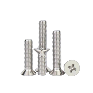 Fabrieksdirect groothandel metrische roestvrijstalen kruiskop platte kop schroef voor industrieel gebruik met standaard schroefdraad - Product Image 1