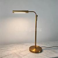Lampe de table de pharmacie moderne en laiton massif réglable, bras flexible, base simple pour ampoule E26, LED pour lampe de bureau, chambre, bureau