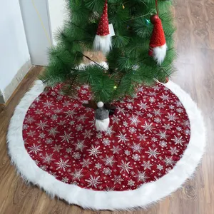 תוצרת בית קישוט חג המולד נואל פתית שלג אדום חצאית קישוט חג המולד עגול עץ הרגיש חצאיות