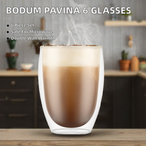 Ensemble de 6 verres à double paroi <span class=keywords><strong>Bodum</strong></span> PAVINA, 350 ml, <span class=keywords><strong>tasses</strong></span> à latte, résistantes au micro-ondes, pour boissons froides, soufflées à la bouche - Product Image 2