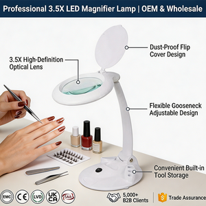 Multi Functional LED <b>Table</b> <b>Lamp</b> with Tool Storage <b>Base</b> and Dust Proof Cover for Eyelash Nail Art - Product Image 1