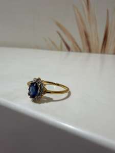 Anillo de Oro Genuino de 10K con Zafiro Azul Ovalado y Diamantes, Zafiro Natural, Piedra de Nacimiento de Septiembre, Joyería Elegante - Product Image 3