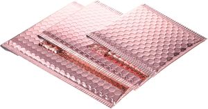 50 enveloppes à bulles en or rose de 3 tailles assorties, enveloppes rembourrées en feuille métallique scintillante, enveloppes d'expédition auto-adhésives en poly bulles - Product Image 2