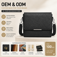 Sac bandoulière unisexe en cuir PU, sac à rabat carré, fermoir métallique, chaînes, étanche, large sangle rembourrée, logo personnalisé, OEM ODM, faible coût