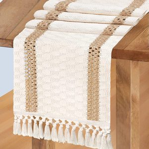 Linge Tablestant Lit Pied Serviette Couleur Bloqué Noué Gland Salon Meuble TV <span class=keywords><strong>Table</strong></span> Basse Longue Nappe <span class=keywords><strong>Chemin</strong></span> <span class=keywords><strong>De</strong></span> <span class=keywords><strong>Table</strong></span> - Product Image 6