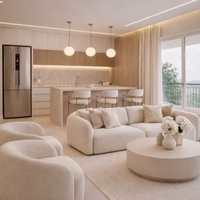 Meuble de cuisine minimaliste pour la maison, en panneaux de particules de contreplaqué de haute qualité, facile à installer, prêt à assembler, avec porte Shaker surélevée et garde-manger