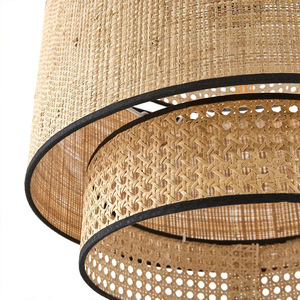 Yumesho Lighting Rattan Bamboo Woven Chandelier Three Layer Fabric Pendant <b>Light</b> For Bedroom Living Room <b>Dining</b> Room - Product Image 1
