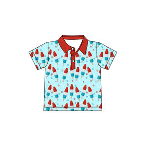 Conjuntos de Pantalones Cortos para Niños con Estampado de Estrella de Paleta de Helado del 4 de Julio, Personalizados, de Algodón y Elastano, Casuales, para Primavera y Otoño, Venta al por Mayor - Product Image 2