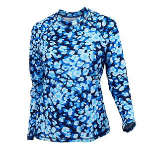 เสื้อแรชการ์ดแขนยาวสำหรับผู้ชาย ลายพรางสีน้ำเงิน ป้องกันรังสียูวี สำหรับกีฬาทางน้ำ - Product Image 1