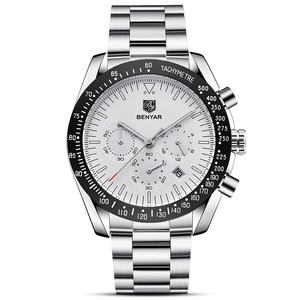 Benyar Men's <b>Chronograph</b> Sports Watch Stainless Steel Strap Calendar 30M Waterproof Multifunctional Alloy Case Folding Clasp - Product Image 4