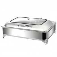 Neues Design Edelstahl 9L Gold Chafing Dish für Buffet, Restaurant, Hotel, Rechteckiger Warmhaltebehälter