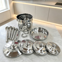 Ensemble de 9 casseroles en acier inoxydable détachables de haute qualité pour l'exportation, ensemble de casseroles africaines de forme incurvée, casserole de forme incurvée