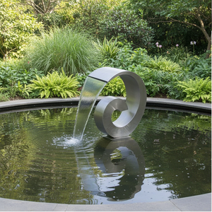 Fontaine <span class=keywords><strong>cascade</strong></span> en acier inoxydable Art Déco pour extérieur, parc, jardin, ornement aquatique, couleur et design personnalisés - Product Image 4