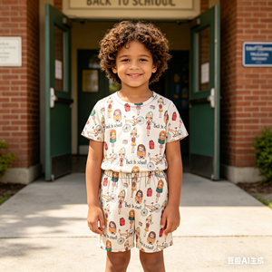 Conjuntos de ropa de verano para niños con estampado retro de <span class=keywords><strong>surf</strong></span>, <span class=keywords><strong>camiseta</strong></span> de manga corta con cuello redondo y estampado de palmeras y tabla de <span class=keywords><strong>surf</strong></span>, estilo vintage tropical Hula Girl - Product Image 4