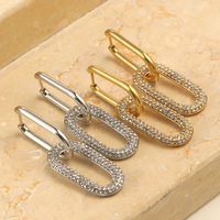 Boucles d'oreilles pendantes carrées en zircon brillant Dreamshow, bijoux pour femmes, mode, plaqué or 18K PVD, acier inoxydable