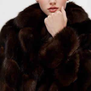 Manteau parka en fausse fourrure épaisse à revers rétro haut de gamme pour femme garçon-Manteau en fausse fourrure écologique ressemblant à du vison et en fausse fourrure de sable - Product Image 5