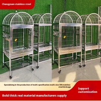 Großer Vogelkäfig aus Edelstahl 304 im Neuen Europäischen Stil, Indoor-Zuchtkäfig für Papageien mit Gehärteter Front und Atmungsaktiver Massiver Eisenbox