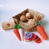 Handgemaakt graswoven huisje voor konijnen, hamsters, egels en cavia's; opvouwbaar gras huisje voor huisdieren.