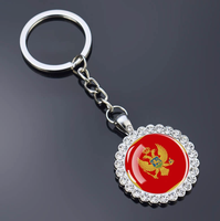 Porte-clés en verre orné de strass, motif drapeau de pays du monde, décorations élégantes pour petit sac, souvenir de voyage, ornement à suspendre au sac, Tunisie
