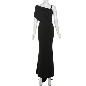 Vestido de Noche Largo Elegante y Moderno para Fiesta, Estilo Tubo, de un Solo Hombro, sin Mangas, Ajustado al Cuerpo para Mujer - Product Image 3