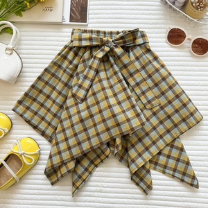 Completo Estivo per Bambina <span class=keywords><strong>con</strong></span> Gilet <span class=keywords><strong>con</strong></span> Frange e Gonna Irregolare a Quadri, Outfit Due Pezzi per Vacanze - Product Image 5