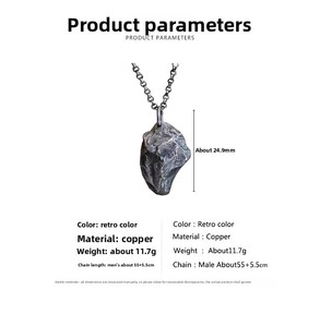 Colar Vintage OEM para Homens com Pingente de Pedra Preta Irregular, Design Simples e Único de Meteorito, Joias Masculinas da Moda para Uso Diário A - Product Image 6