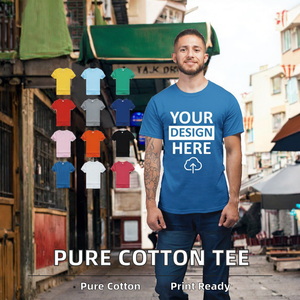 เสื้อยืดคอกลมสีพื้นคุณภาพสูง 210gsm ผ้าถัก 100% คอตตอน สไตล์ลำลอง รับสกรีนลายตามสั่ง - Product Image 2