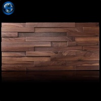 Meilleures ventes mondiales : Mosaïque murale en bois de noyer noir 300mmx300mm pour hôtels, facile à poser pour panneaux muraux intérieurs