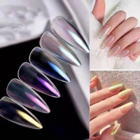 Poudre à ongles scintillante effet sirène, néon, transparente, irisée, outils de manucure, pigment aurore