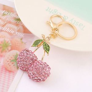 Hot Cute Glitter Cherry with Leaves <b>Crystal</b> Bling <b>Key</b> Chains Charms <b>Key</b> <b>Ring</b> Rhinestones Pendant Handbag Charm Food Keychain - Product Image 3