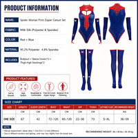 Ensemble de lingerie bodysuit femme araignée ultra-extensible, fin, imprimé rouge et bleu, avec fermeture éclair sur le devant et entrejambe ouvert, pour jeu de rôle, vente en gros directe usine