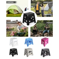 Tabouret pliant en plastique robuste et moderne de 13 pouces et chaise de camping avec poignée pour une utilisation en extérieur, à la maison, à l'école, dans un appartement