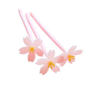 Stylo gel rose à fleurs neutres, personnalisable, créatif, mignon, en silicone souple, 0,5 mm, en gros - Product Image 1