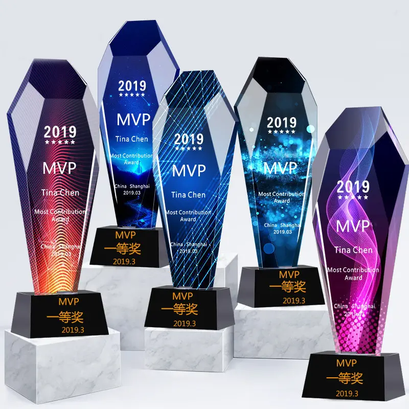 JY Color Printing Personalized Appreciation Award Crystal Appreciation Trophy Gifts for Anniversary