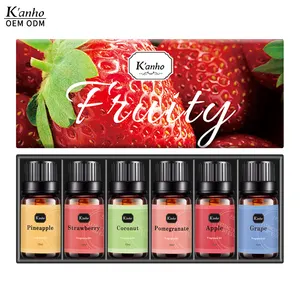 Kanho fruttato ananas fragola cocco melograno mela diffusione uva olio essenziale 6 bottiglia set regalo