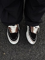Chaussures décontractées pour hommes, personnalisées, unisexes, style punk, avec clous de skateboard, en toile rétro vieillie, effet usé, tendance américaine, en mohair, à la mode