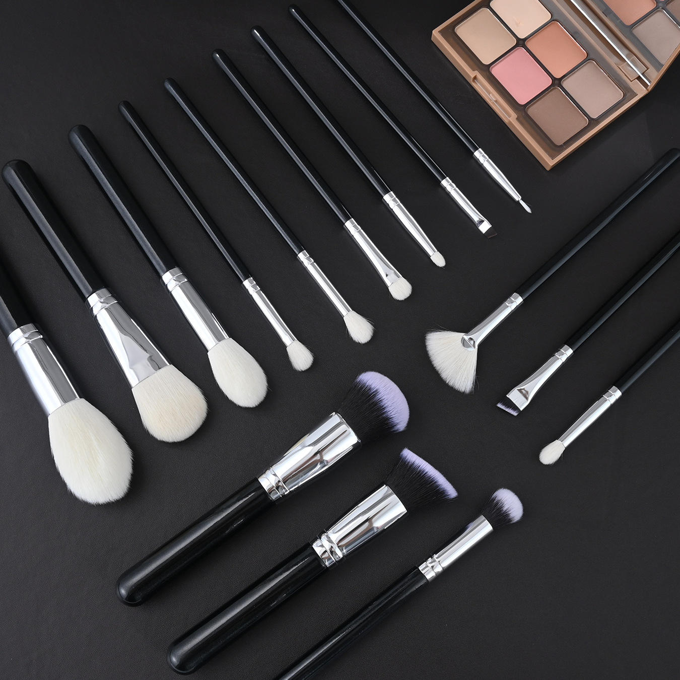 15pcs makeup brushes with pu barrel