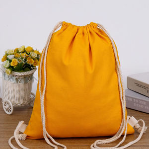 Large Capacity Customizable Logo Black Orange <b>Green</b> White Quilted Cotton Drawstring <b>Backpack</b> for Kids - Product Image 3