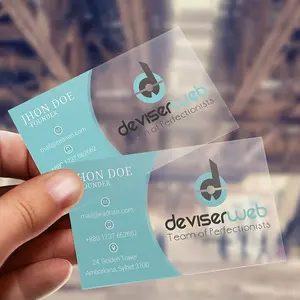 wholesale luxury fashion transparent pvc plastic printing waterproof name visiting business card